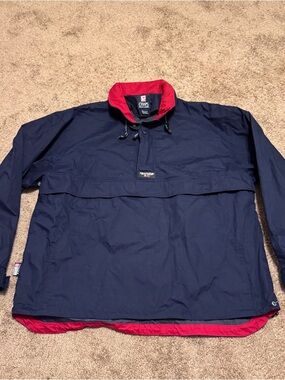 Vintage Chaps Ralph Lauren Windbreaker Jacket Mens Large Blue Pullover 1/4 Zip